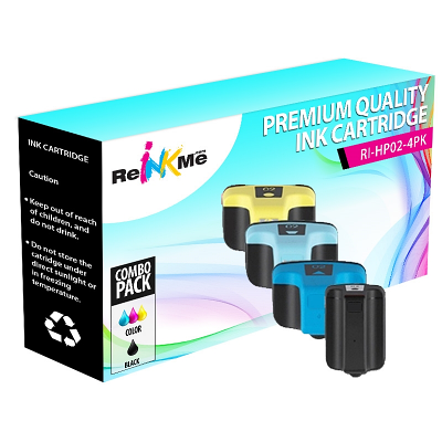 HP 02 Black & 3 Color Compatible Ink Cartridge Set
