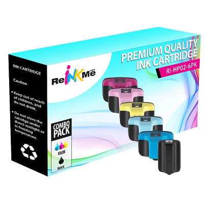HP 02 Black & 5 Color Compatible Ink Cartridge Set