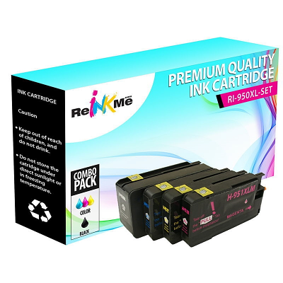 HP 950XL Black & 951XL Color 4 Pack Compatible Ink Cartridges