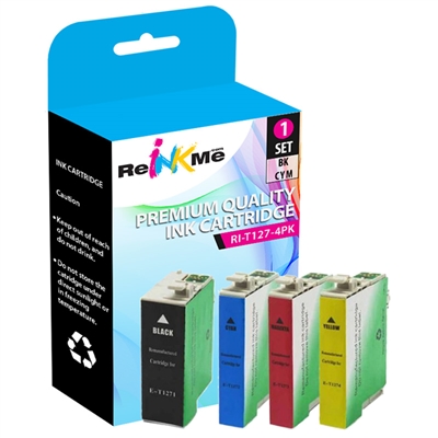 Epson 127 Black & 3 Color Ink Cartridges Set - Remanufactured