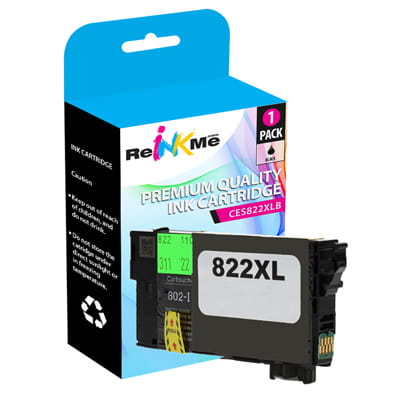 Epson 822XL T822XL120 Black Ink Cartridge - Remanufactured